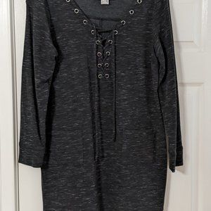 VENS Black Lace Up Tunic